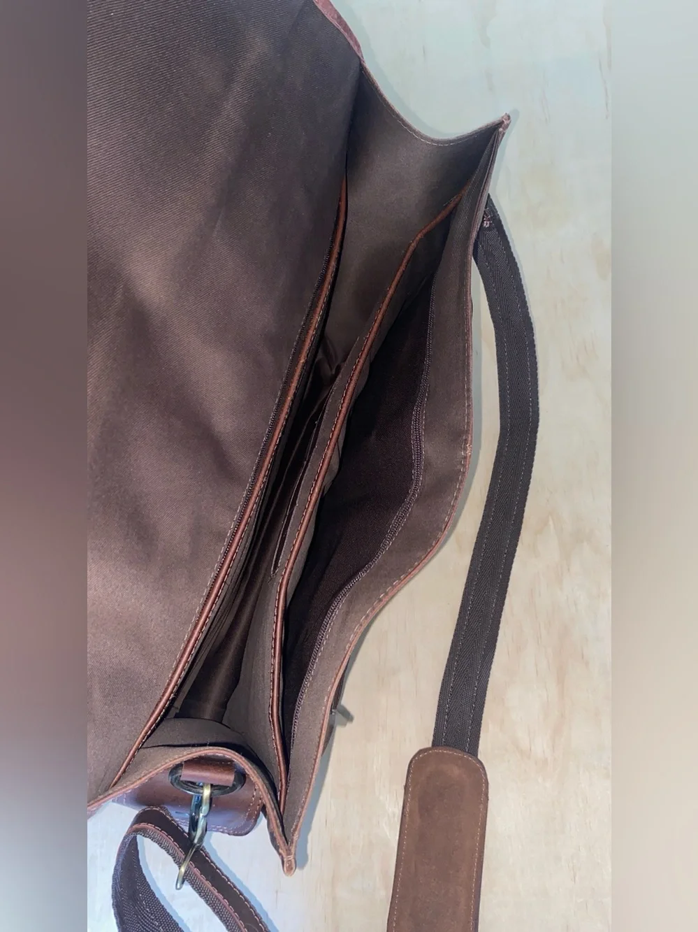 Men’s Dark Brown Leather Briefcase with Front Pockets